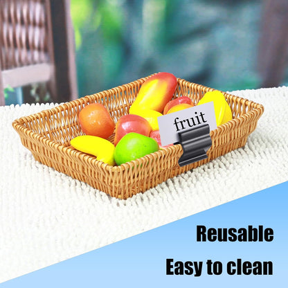 10 Pcs Plastic Bowl Sign Clip Black Food Tray Label Holders Reusable Food Tray Label Holder for Cups and Bowls Trays Baking Trays Bake Sale Signs