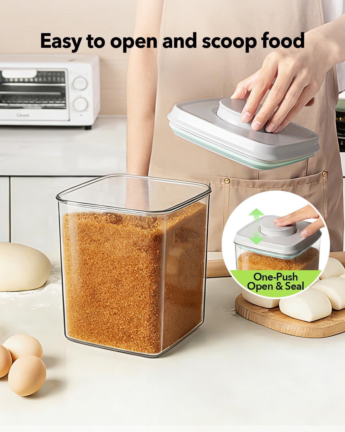 Rotating Food Storage Containers Set of 6, 23oz (690ml) Clear PET Jars with Dual Pour Lids, 360° Lazy Susan Pantry Organizer for Snacks, Cereal, Nuts, Oats & Dry Foods, Kitchen Grain Dispenser