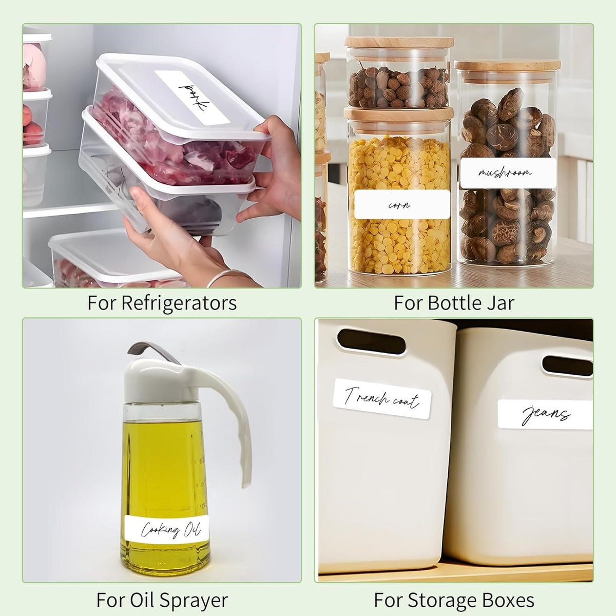 1000 Freezer Labels, 1 x 3 Inch Removable Food Labels, White | Water- And Oil-Resistant, Easy To Write, For Containers, Jars And Bottles, Long-Term Freezer Use