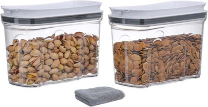 Cereal Containers Storage Set, Airtight Food Storage Container with Lid 4L/135.2oz, 2PCS BPA-FREE Plastic Pantry Organization Canisters for Rice Cereal Flour Sugar Dry Food in Kitchen