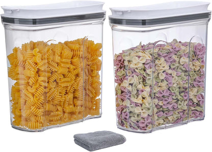 Cereal Containers Storage Set, Airtight Food Storage Container with Lid 4L/135.2oz, 2PCS BPA-FREE Plastic Pantry Organization Canisters for Rice Cereal Flour Sugar Dry Food in Kitchen