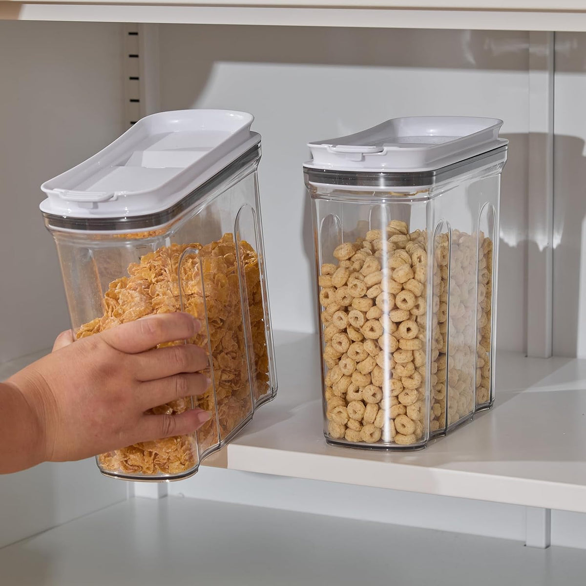 Cereal Containers Storage Set, Airtight Food Storage Container with Lid 4L/135.2oz, 2PCS BPA-FREE Plastic Pantry Organization Canisters for Rice Cereal Flour Sugar Dry Food in Kitchen