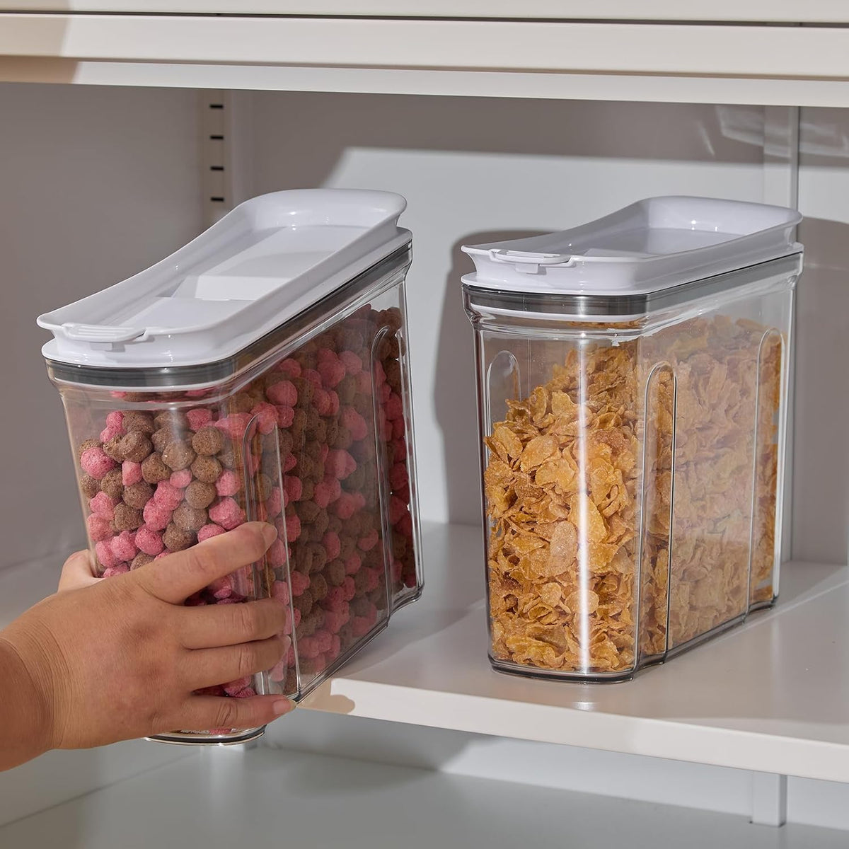 Cereal Containers Storage Set, Airtight Food Storage Container with Lid 4L/135.2oz, 2PCS BPA-FREE Plastic Pantry Organization Canisters for Rice Cereal Flour Sugar Dry Food in Kitchen
