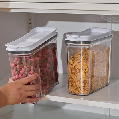 Cereal Containers Storage Set, Airtight Food Storage Container with Lid 4L/135.2oz, 2PCS BPA-FREE Plastic Pantry Organization Canisters for Rice Cereal Flour Sugar Dry Food in Kitchen