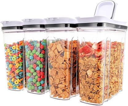 Cereal Containers Storage Set, Airtight Food Storage Container with Lid 4L/135.2oz, 2PCS BPA-FREE Plastic Pantry Organization Canisters for Rice Cereal Flour Sugar Dry Food in Kitchen