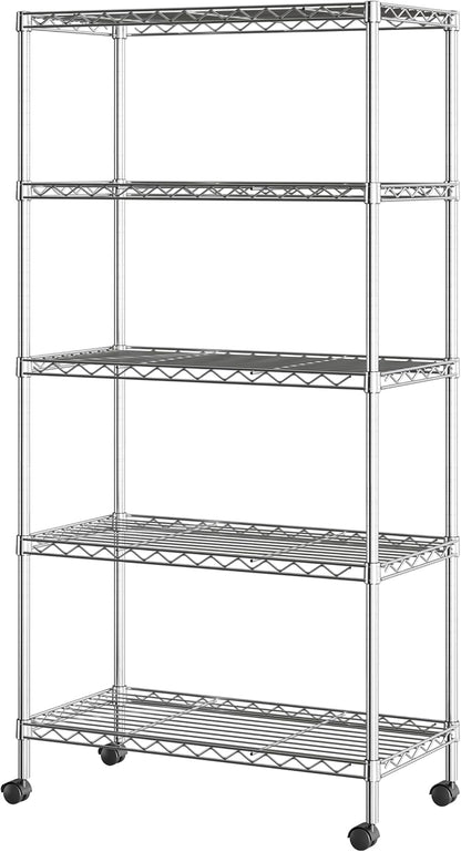 5-Tier Steel Wire Shelving, 30"W x 14"D x 61.5"H