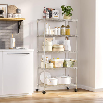 5-Tier Steel Wire Shelving, 30"W x 14"D x 61.5"H