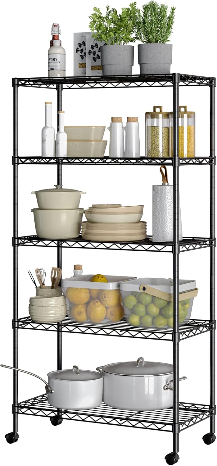 5-Tier Steel Wire Shelving, 30"W x 14"D x 61.5"H