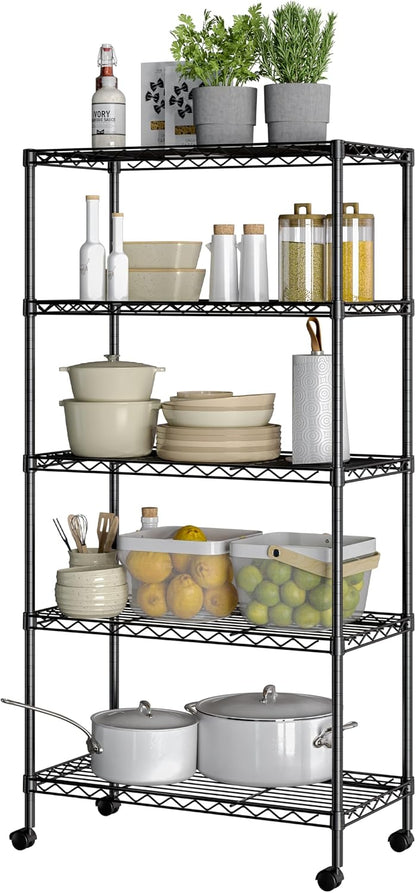 5-Tier Steel Wire Shelving, 30"W x 14"D x 61.5"H