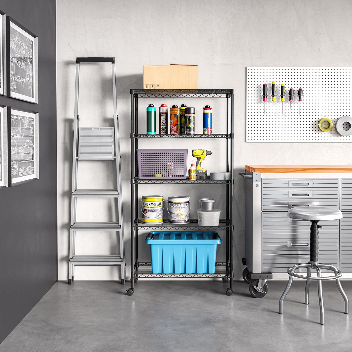 5-Tier Steel Wire Shelving, 30"W x 14"D x 61.5"H