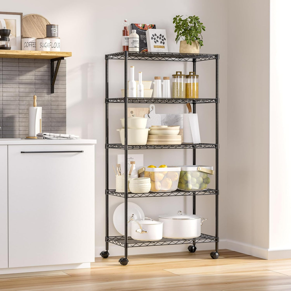 5-Tier Steel Wire Shelving, 30"W x 14"D x 61.5"H