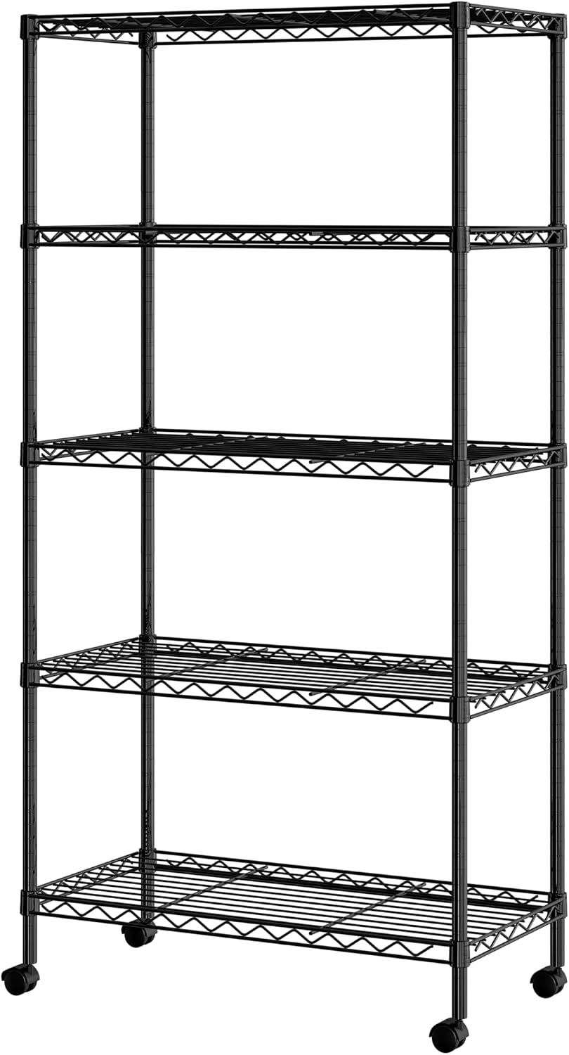 5-Tier Steel Wire Shelving, 30"W x 14"D x 61.5"H