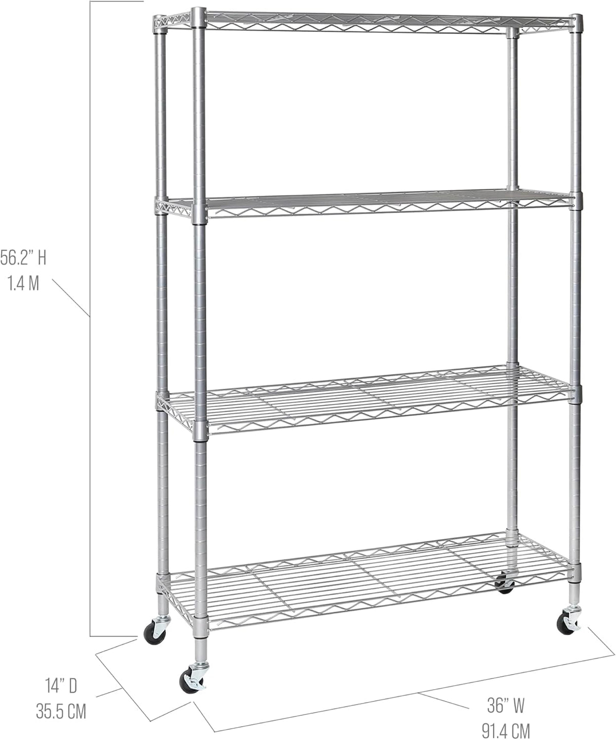 5-Tier Steel Wire Shelving, 30"W x 14"D x 61.5"H