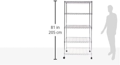 5-Tier Steel Wire Shelving, 30"W x 14"D x 61.5"H