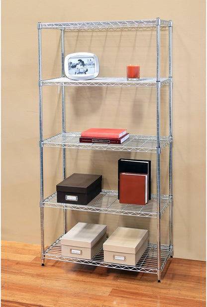 5-Tier Steel Wire Shelving, 30"W x 14"D x 61.5"H