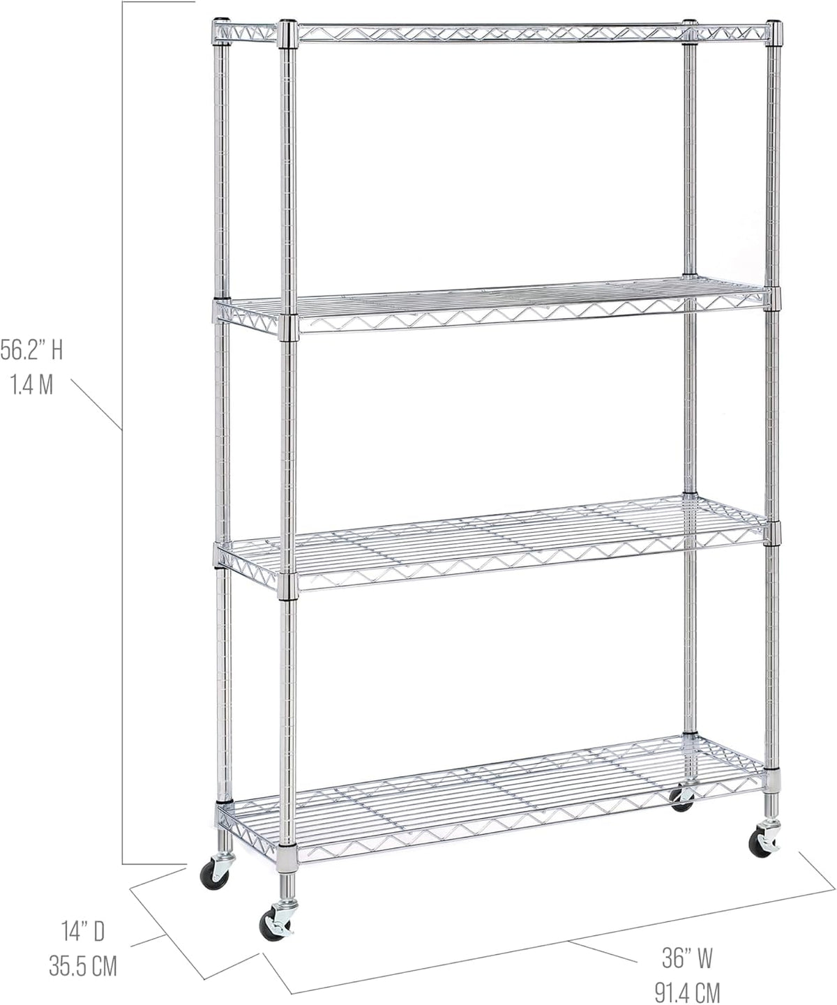 5-Tier Steel Wire Shelving, 30"W x 14"D x 61.5"H