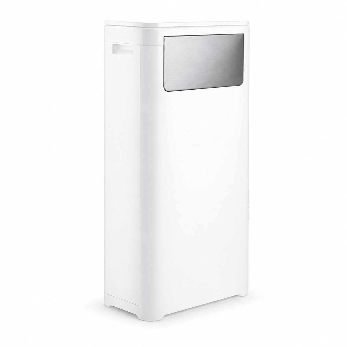 Bathroom Tall Skinny Trash Can with Lid, 6gallon, White