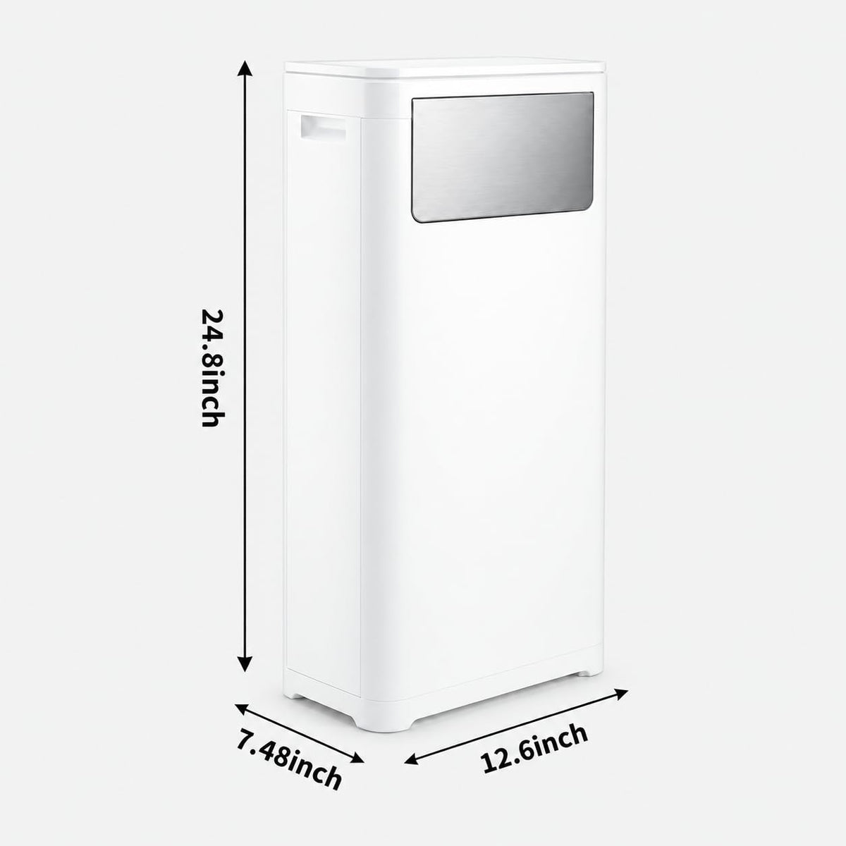 Bathroom Tall Skinny Trash Can with Lid, 6gallon, White