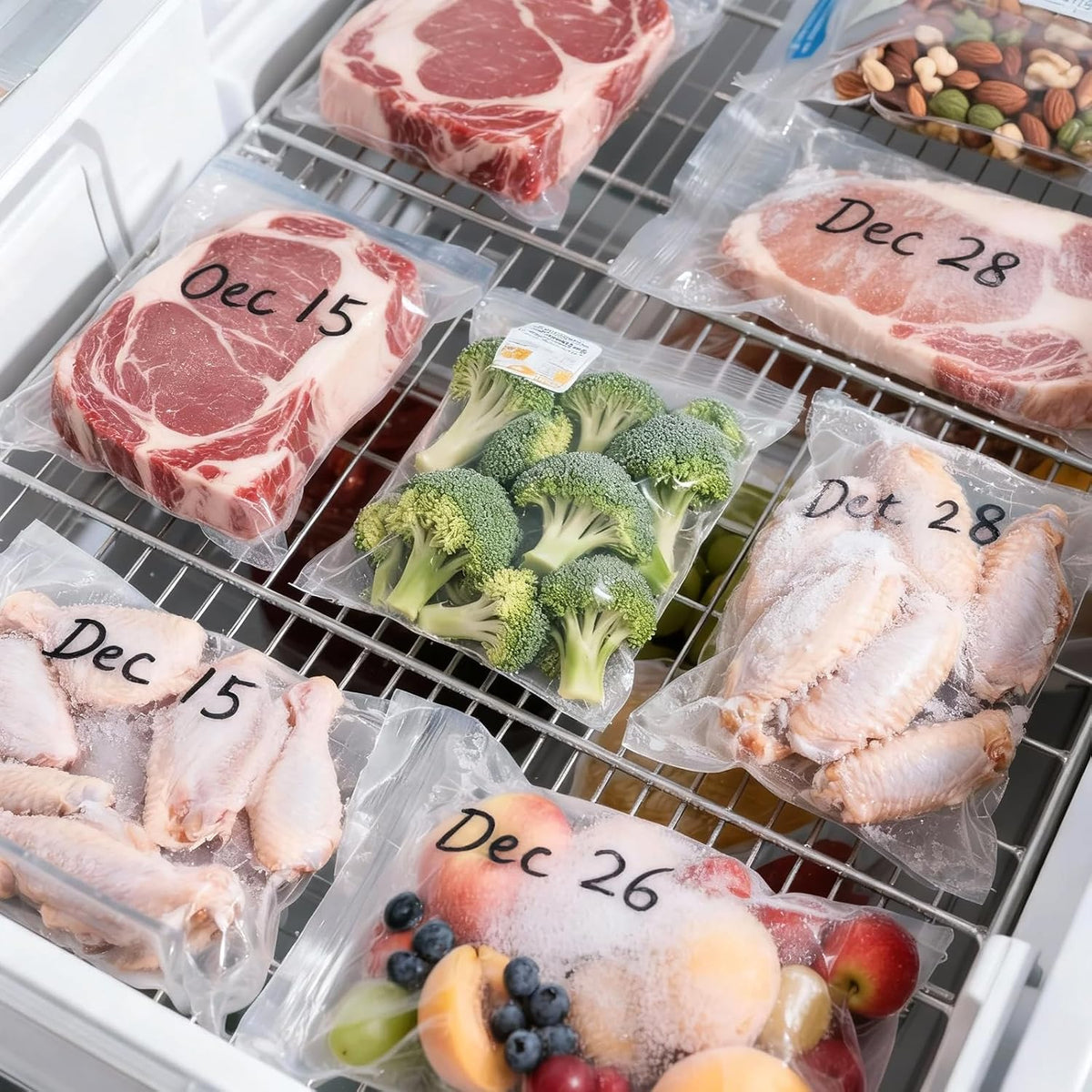 Freezer Bag Markers, Permanent Food Black Pens with Chisel & Fine Tips for Freezer Labels, Fast Drying Waterproof Writing on All Surfaces