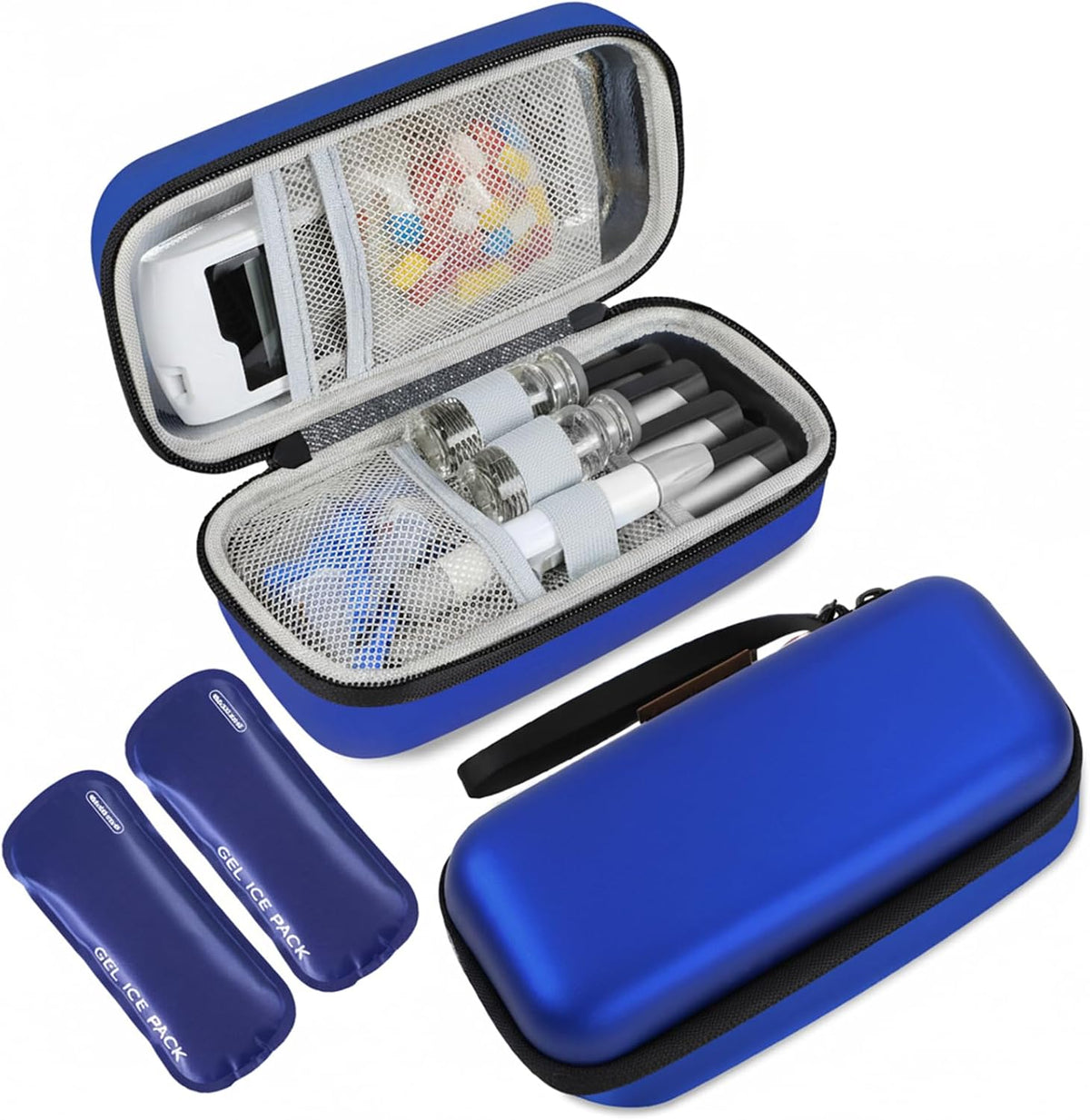 Insulin Cooler Travel Case, Portable Temperature Display Medicine Travel Cooler, Diabetes Case with 2 Reusable Ice Packs TSA Approved for Diabetic Supplies Patent Pending(Pink)