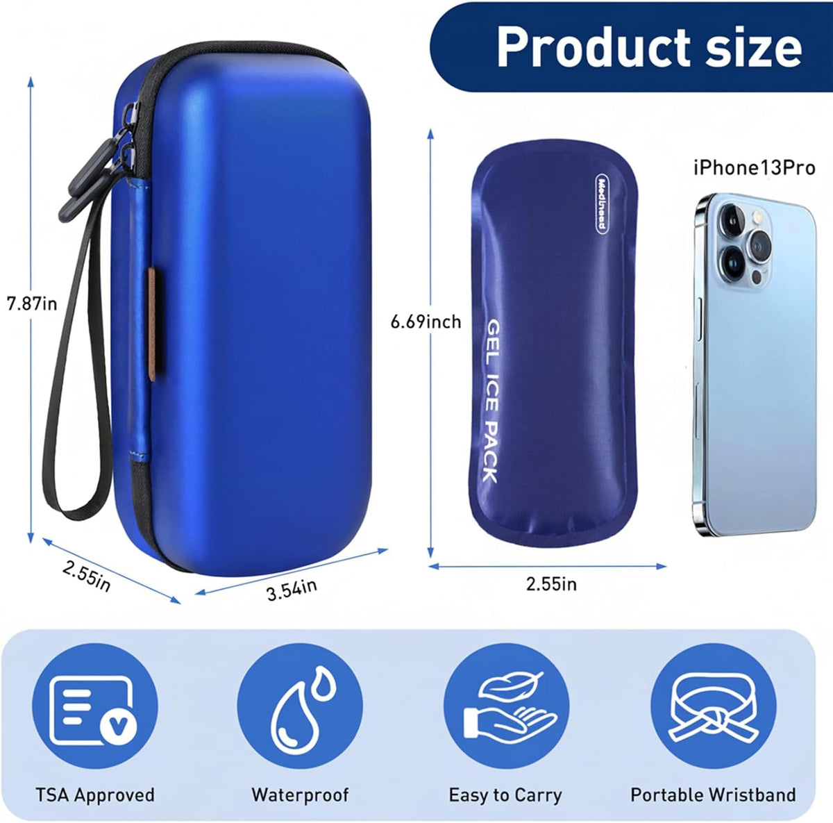 Insulin Cooler Travel Case, Portable Temperature Display Medicine Travel Cooler, Diabetes Case with 2 Reusable Ice Packs TSA Approved for Diabetic Supplies Patent Pending(Pink)