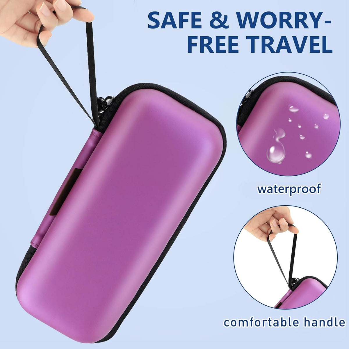 Insulin Cooler Travel Case, Portable Temperature Display Medicine Travel Cooler, Diabetes Case with 2 Reusable Ice Packs TSA Approved for Diabetic Supplies Patent Pending(Pink)