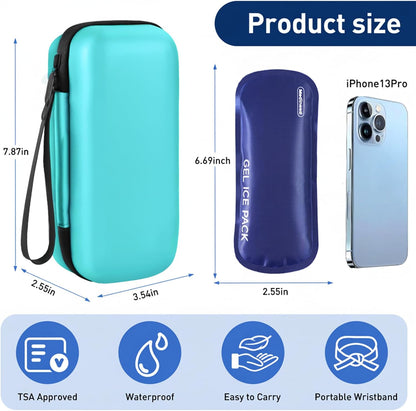 Insulin Cooler Travel Case, Portable Temperature Display Medicine Travel Cooler, Diabetes Case with 2 Reusable Ice Packs TSA Approved for Diabetic Supplies Patent Pending(Pink)
