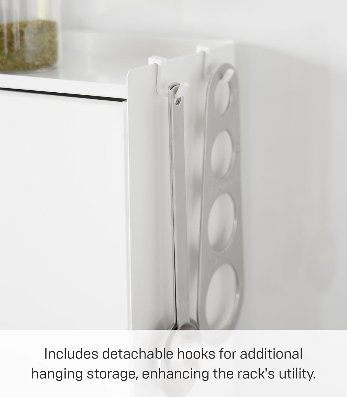 Home Spice Rack, Large Multi-Tier with Door Metal Shelves, White
