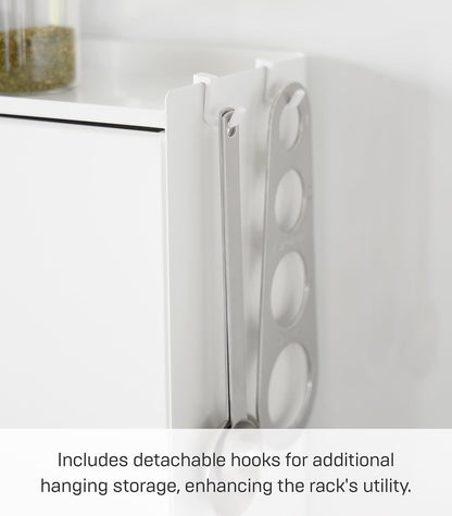 Home Spice Rack, Large Multi-Tier with Door Metal Shelves, White