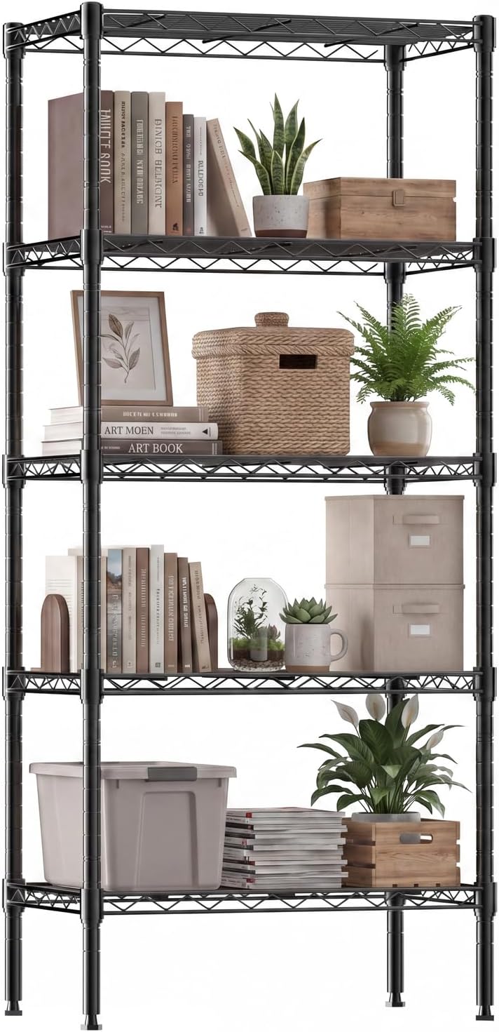 DUMOS 5-Tier Metal Storage Shelves, Wire Shelving, Storage Rack, 23.2" W