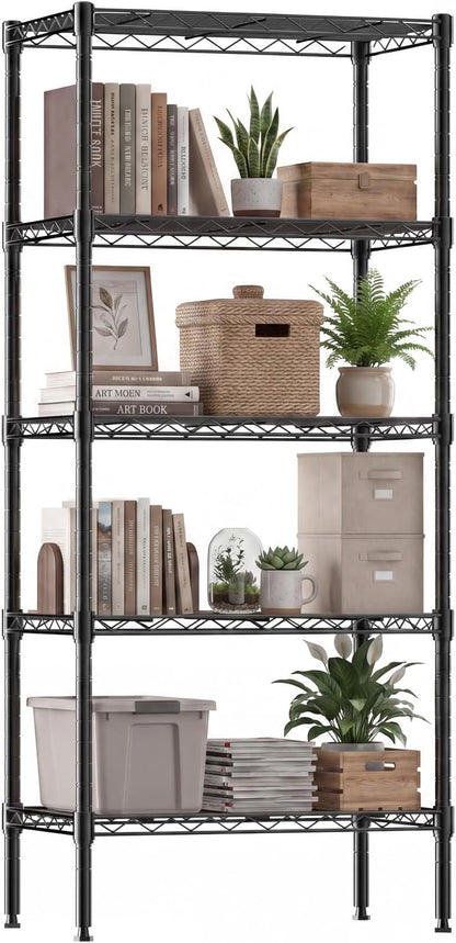 DUMOS 5-Tier Metal Storage Shelves, Wire Shelving, Storage Rack, 23.2" W