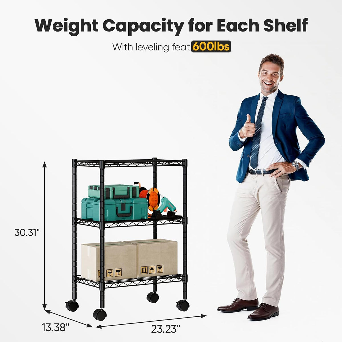 DUMOS 5-Tier Metal Storage Shelves, Wire Shelving, Storage Rack, 23.2" W