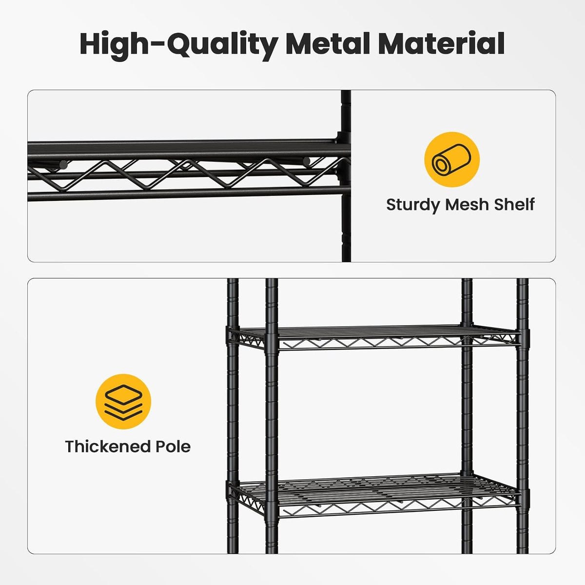 DUMOS 5-Tier Metal Storage Shelves, Wire Shelving, Storage Rack, 23.2" W
