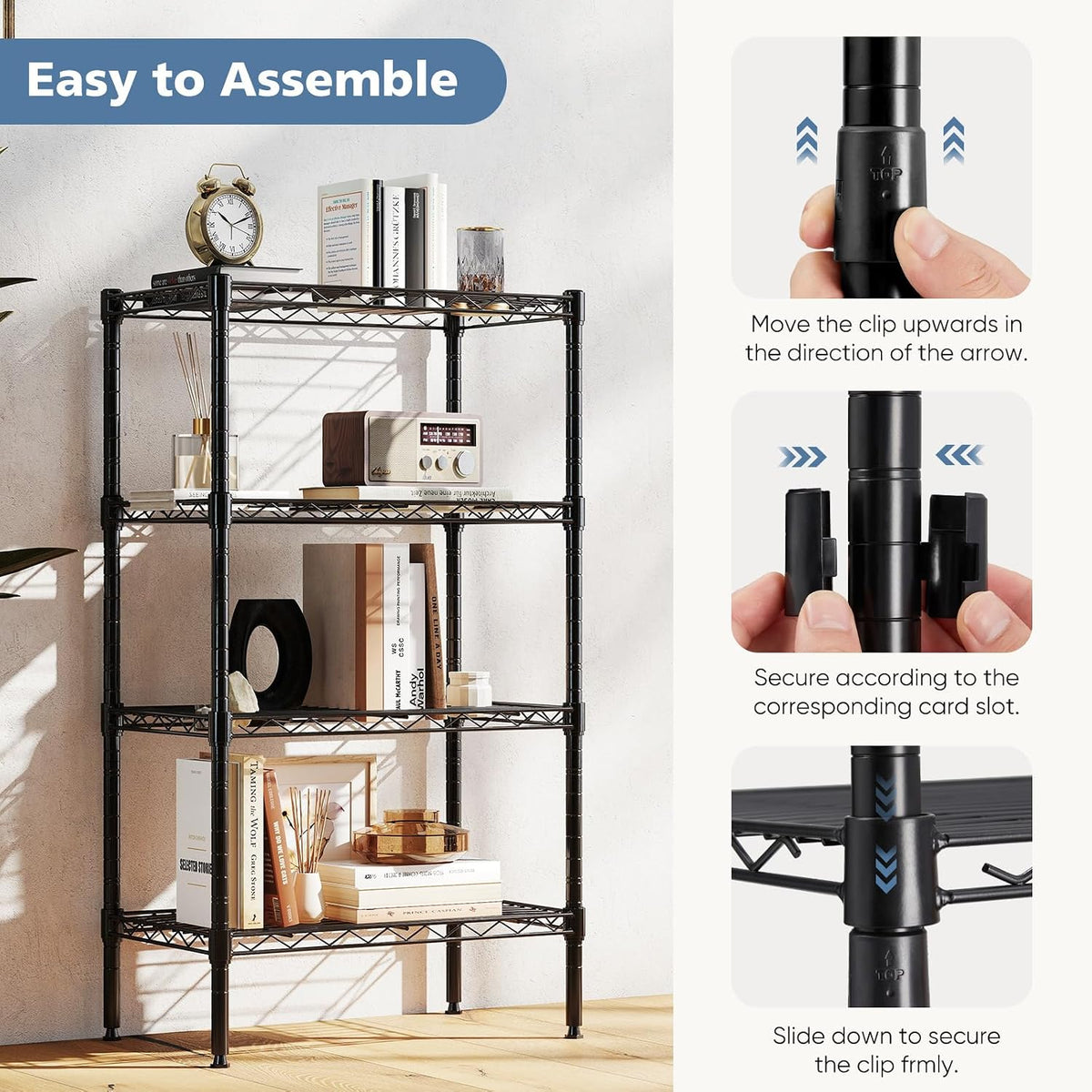 DUMOS 5-Tier Metal Storage Shelves, Wire Shelving, Storage Rack, 23.2" W