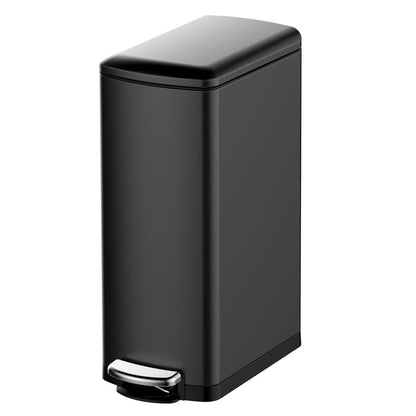Takywep 8 Gallon Slim Trash Can, Narrow Stainless Steel Step Bin, Black