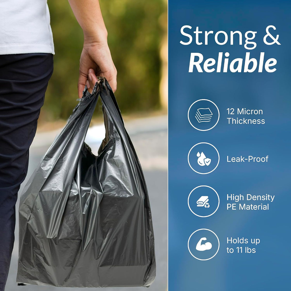 . T-shirt Plastic Bags | 350 Pack | Black Plastic Bags with Handles | (Plain) | Ideal for Grocery, Shopping, Food Take Out/To Go, Small Business