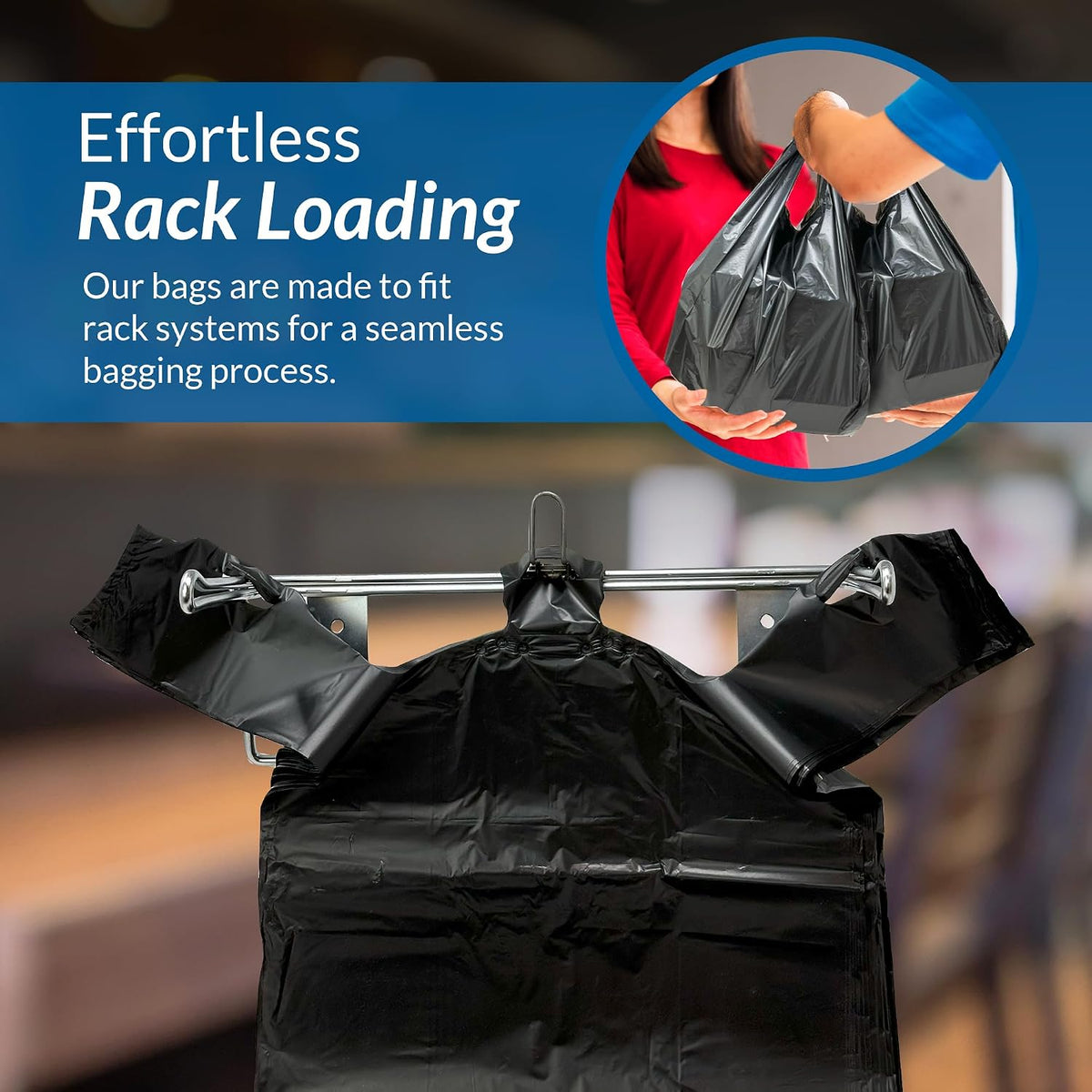 . T-shirt Plastic Bags | 350 Pack | Black Plastic Bags with Handles | (Plain) | Ideal for Grocery, Shopping, Food Take Out/To Go, Small Business