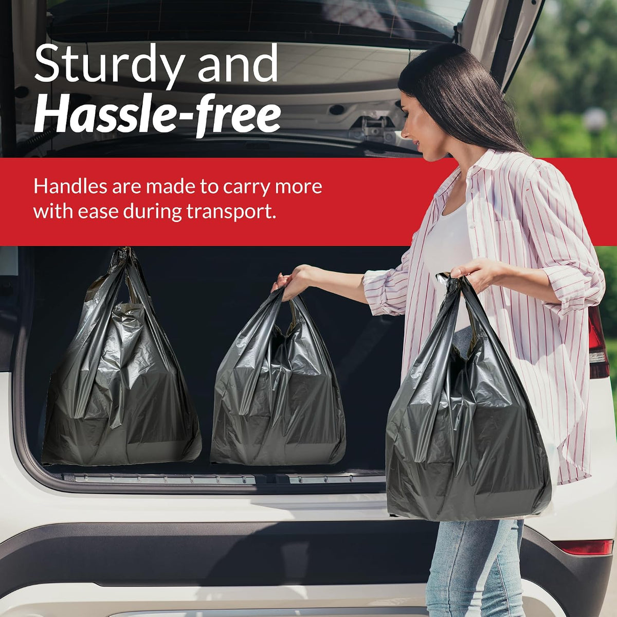 . T-shirt Plastic Bags | 350 Pack | Black Plastic Bags with Handles | (Plain) | Ideal for Grocery, Shopping, Food Take Out/To Go, Small Business