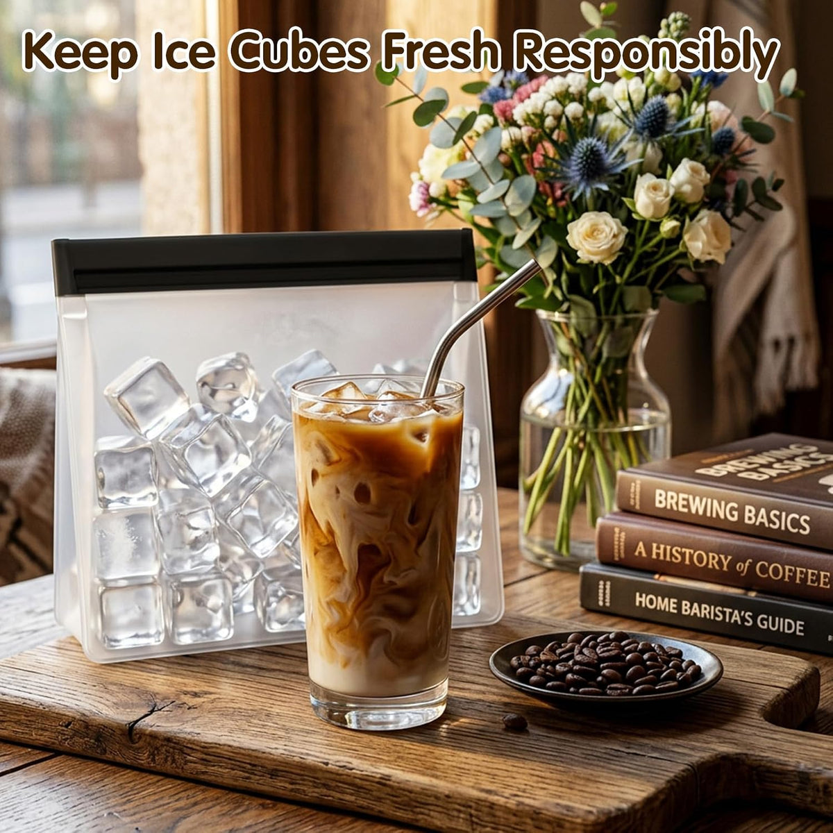 3Pcs Ice Bags Reusable, 3 Sizes Clear Leak Proof Freezer Bag, Ice Cube Storage Bags, Freezer Holder Container, Secure Zip Seal Close Design, Durable Snack Storage Bag for Travel Food Whiskey