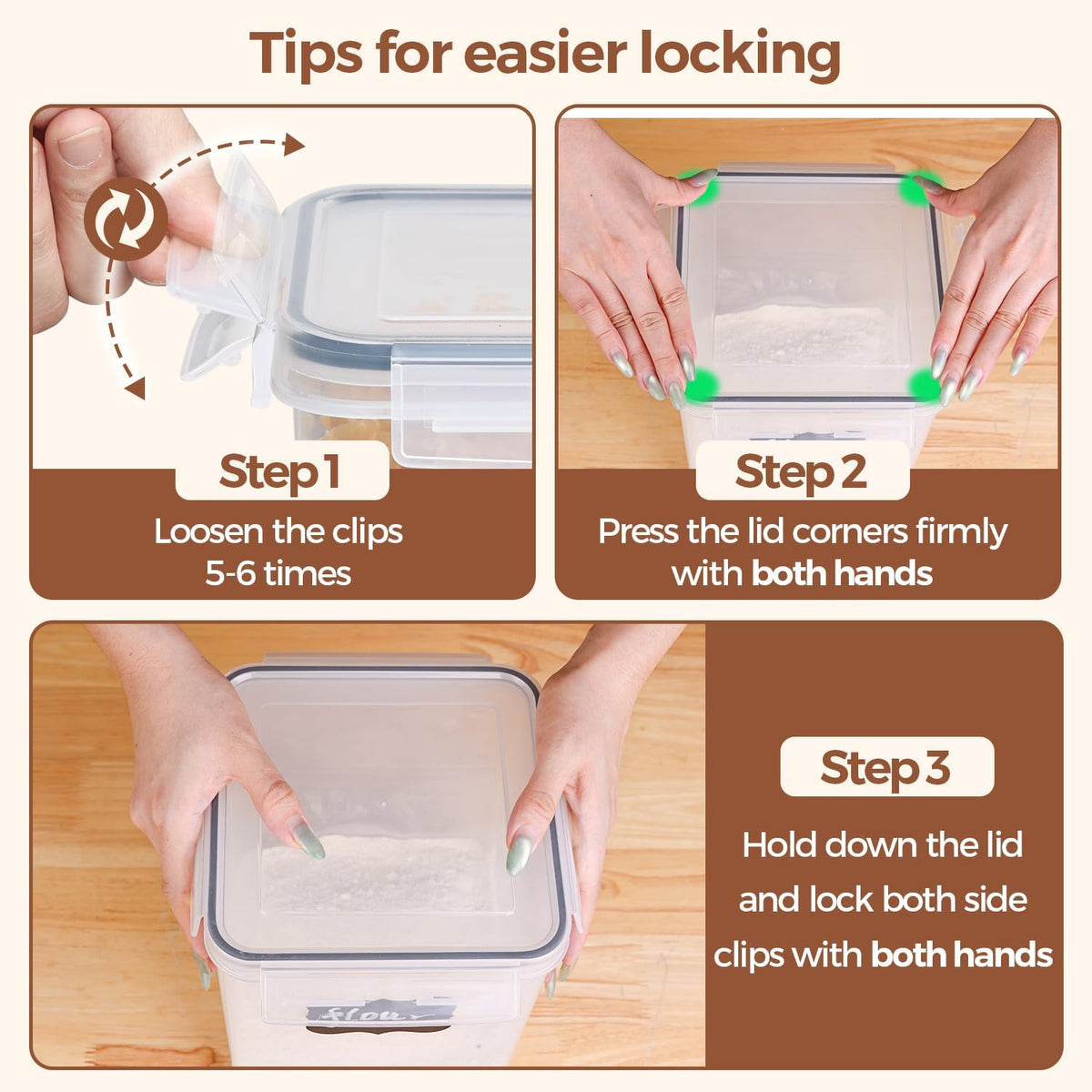 Airtight Rice Storage Container with Lid 10Qt 2Pack, Large Capacity