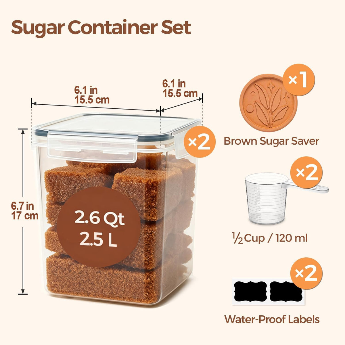 Airtight Rice Storage Container with Lid 10Qt 2Pack, Large Capacity