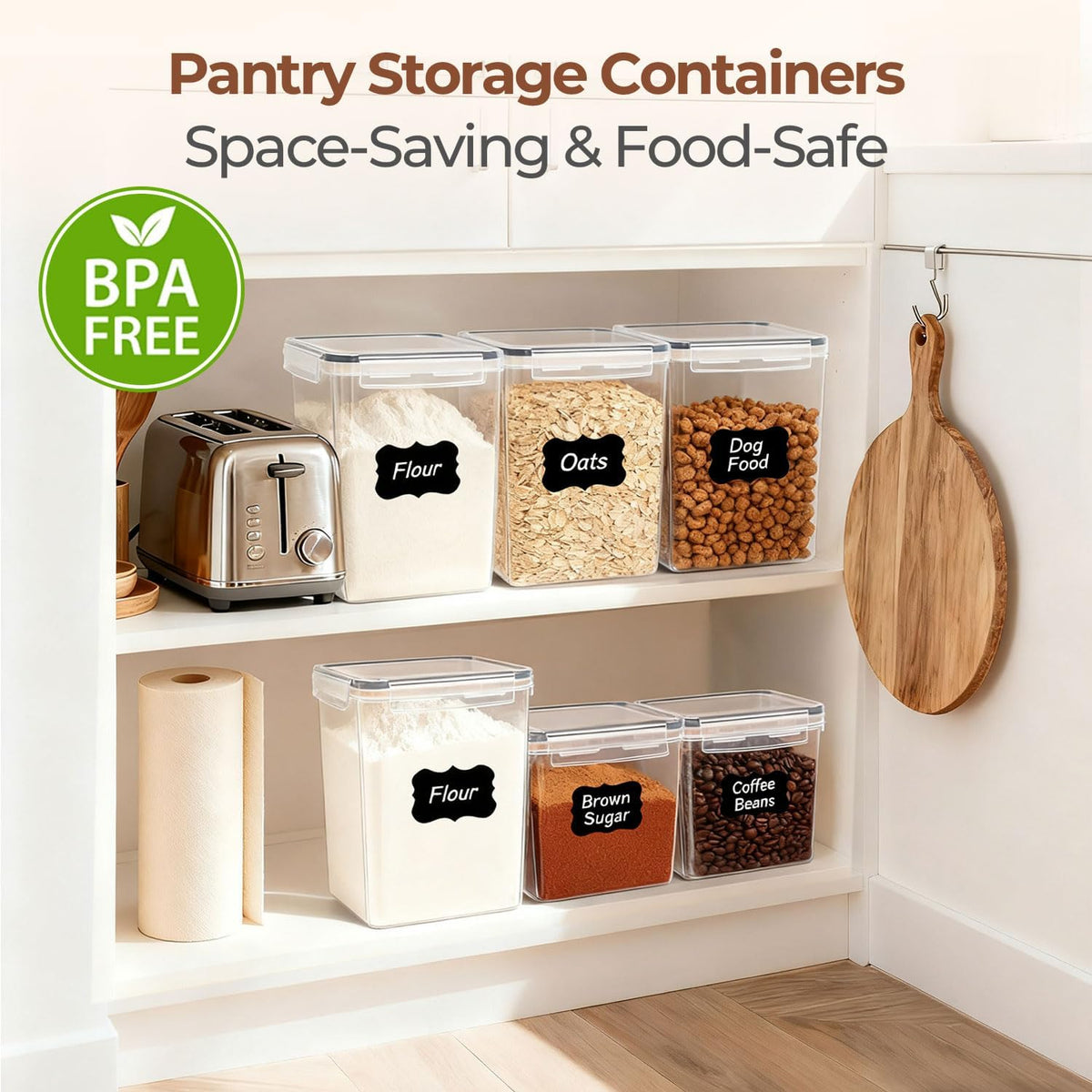 Airtight Rice Storage Container with Lid 10Qt 2Pack, Large Capacity