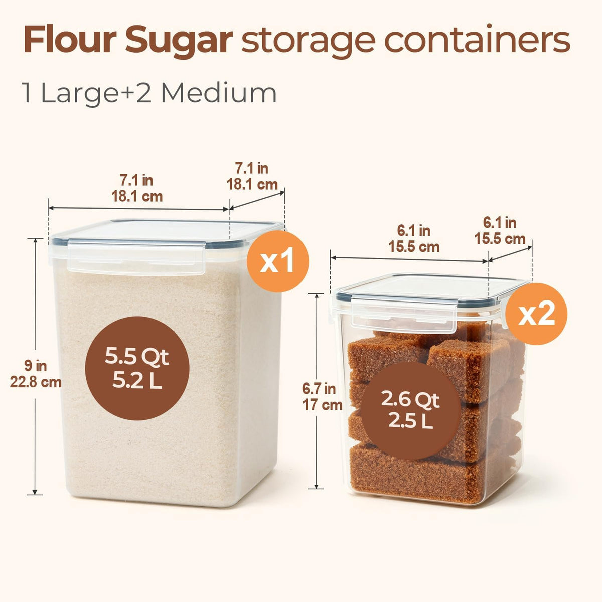 Airtight Rice Storage Container with Lid 10Qt 2Pack, Large Capacity