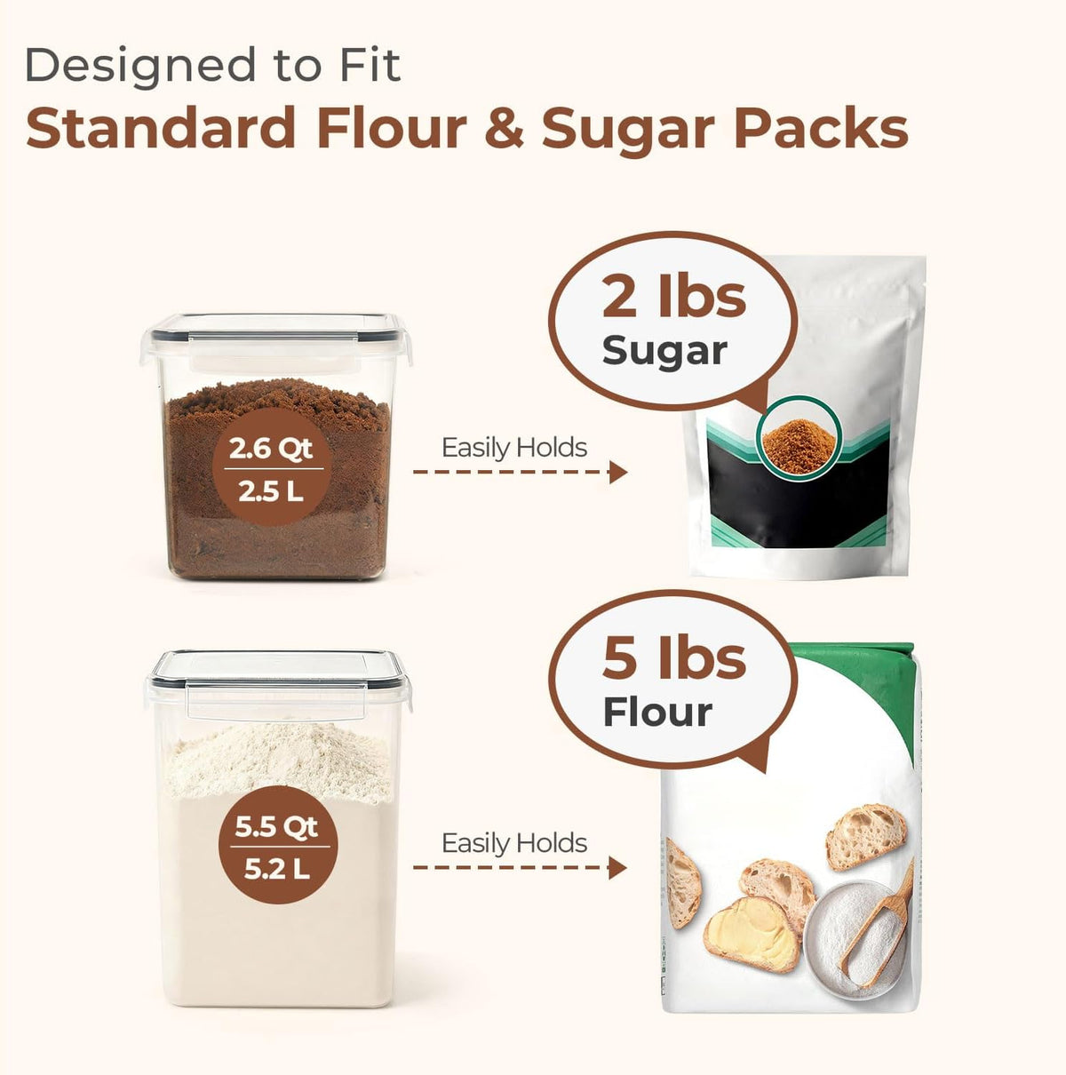 Airtight Rice Storage Container with Lid 10Qt 2Pack, Large Capacity