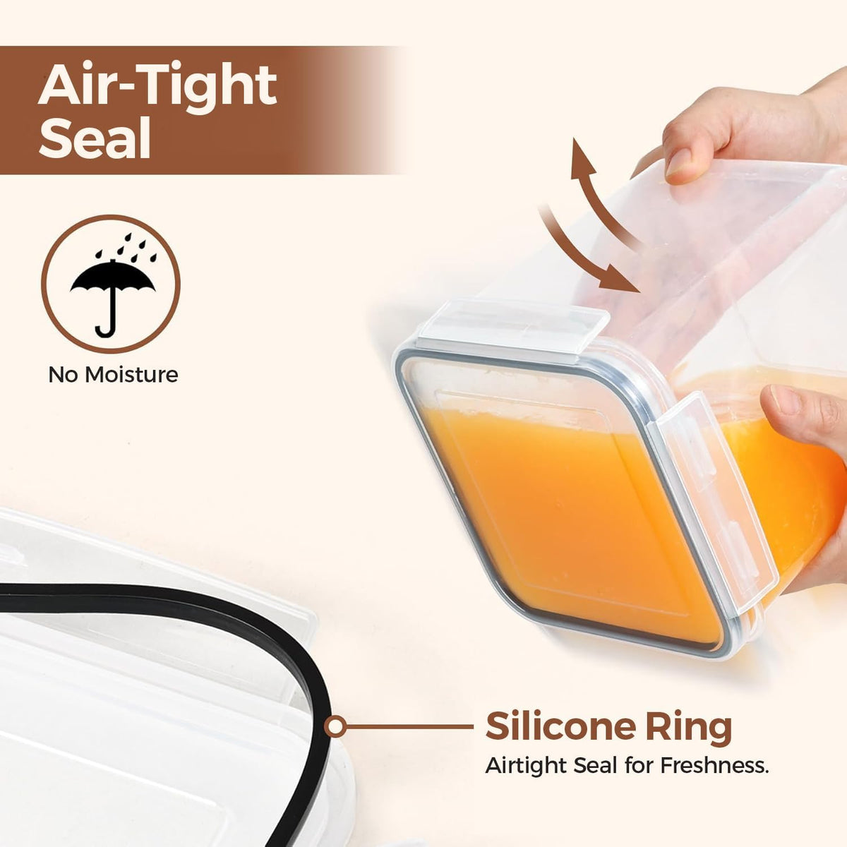 Airtight Rice Storage Container with Lid 10Qt 2Pack, Large Capacity