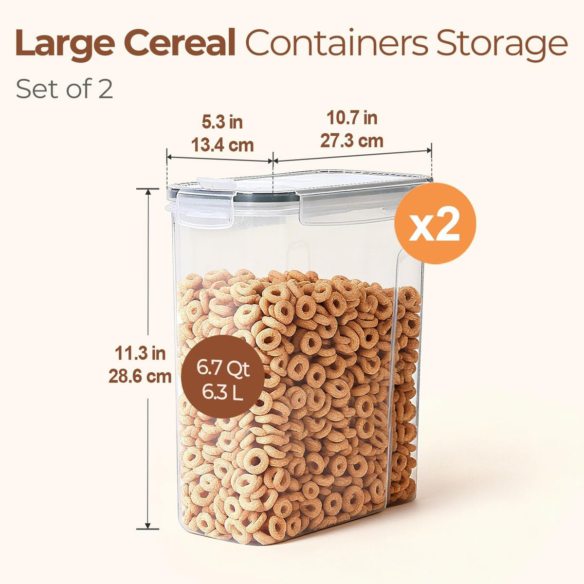 Airtight Rice Storage Container with Lid 10Qt 2Pack, Large Capacity