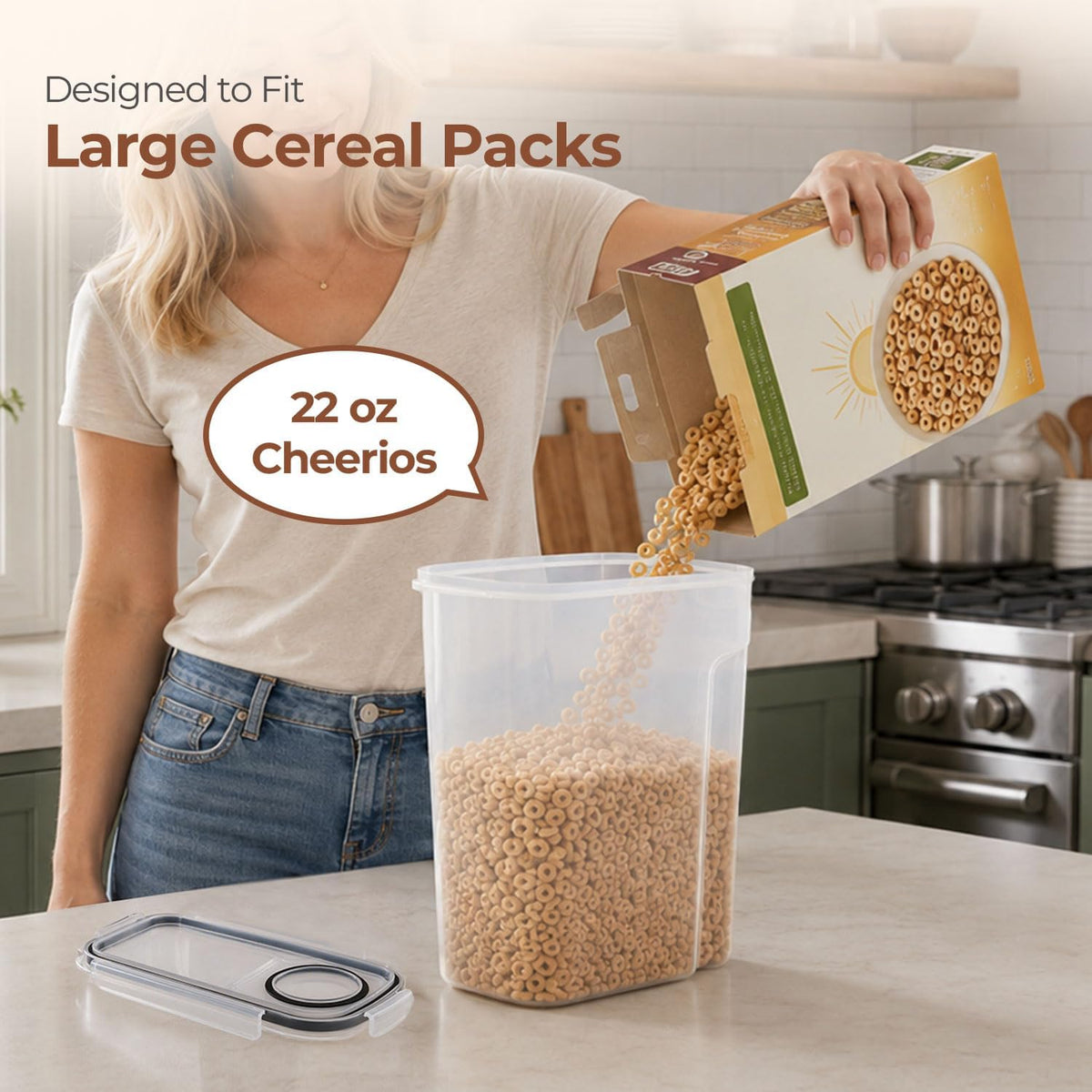 Airtight Rice Storage Container with Lid 10Qt 2Pack, Large Capacity