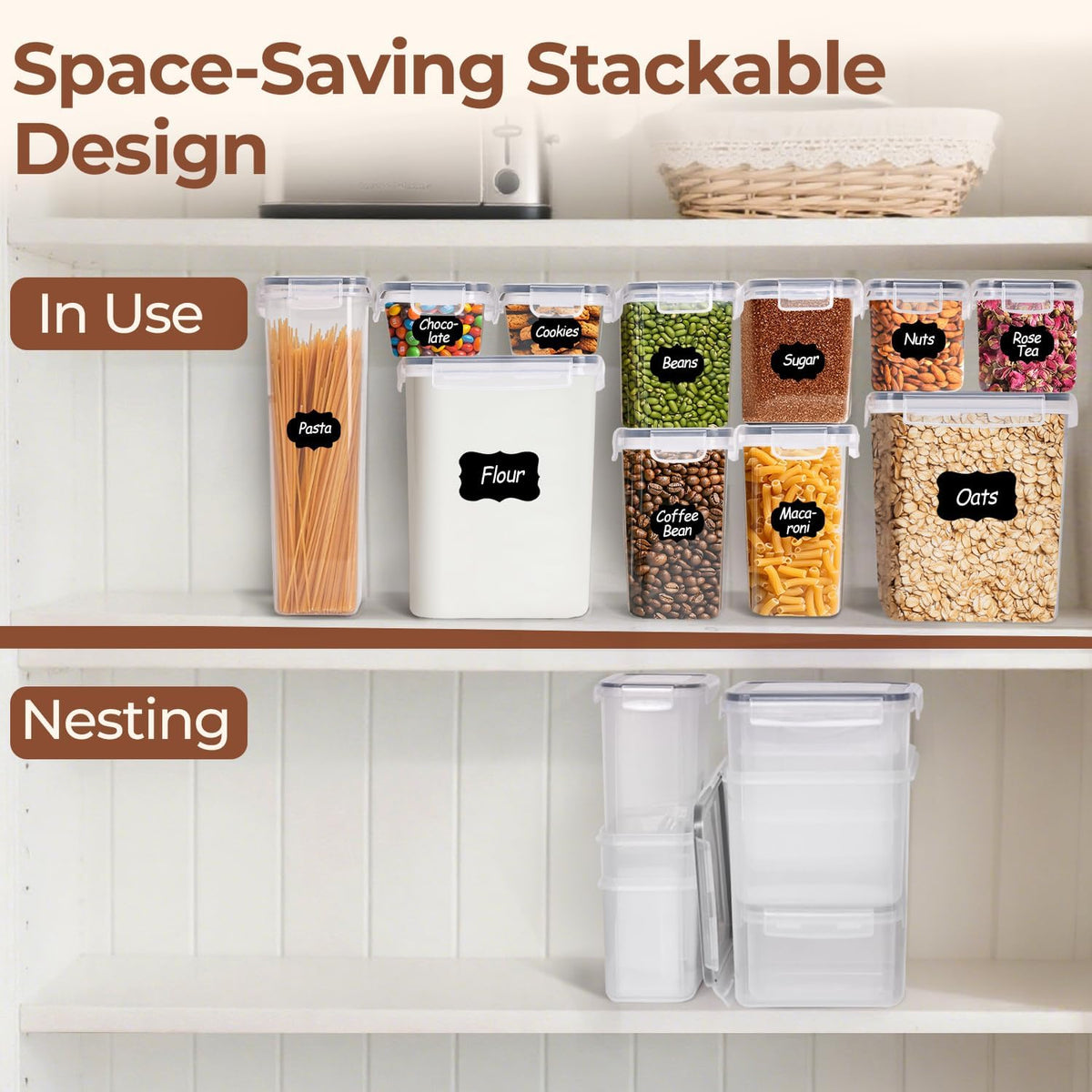 Airtight Rice Storage Container with Lid 10Qt 2Pack, Large Capacity