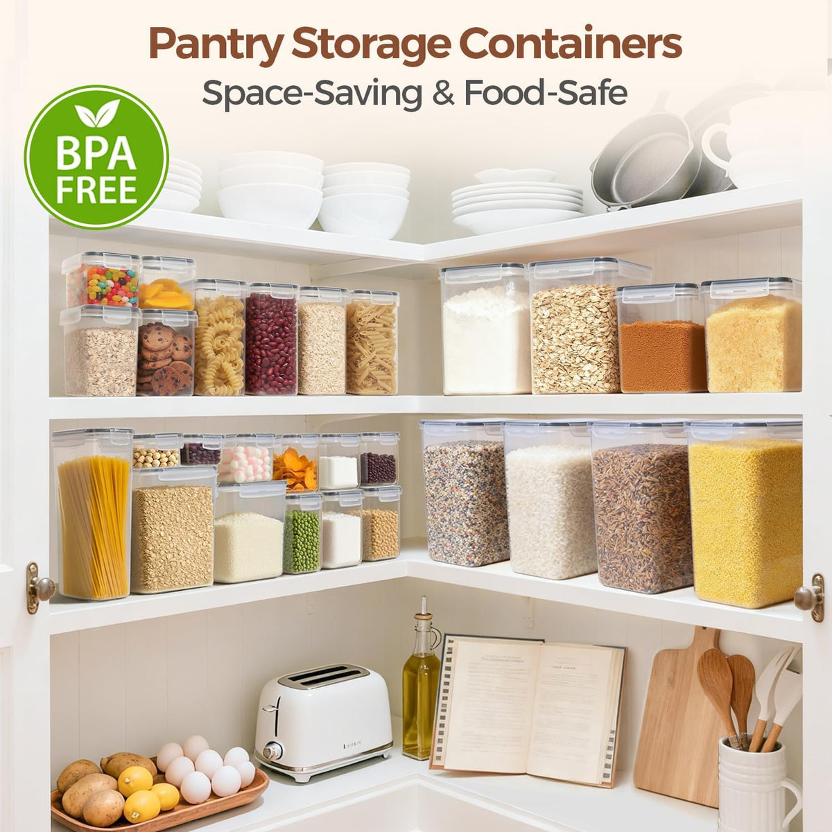 Airtight Rice Storage Container with Lid 10Qt 2Pack, Large Capacity