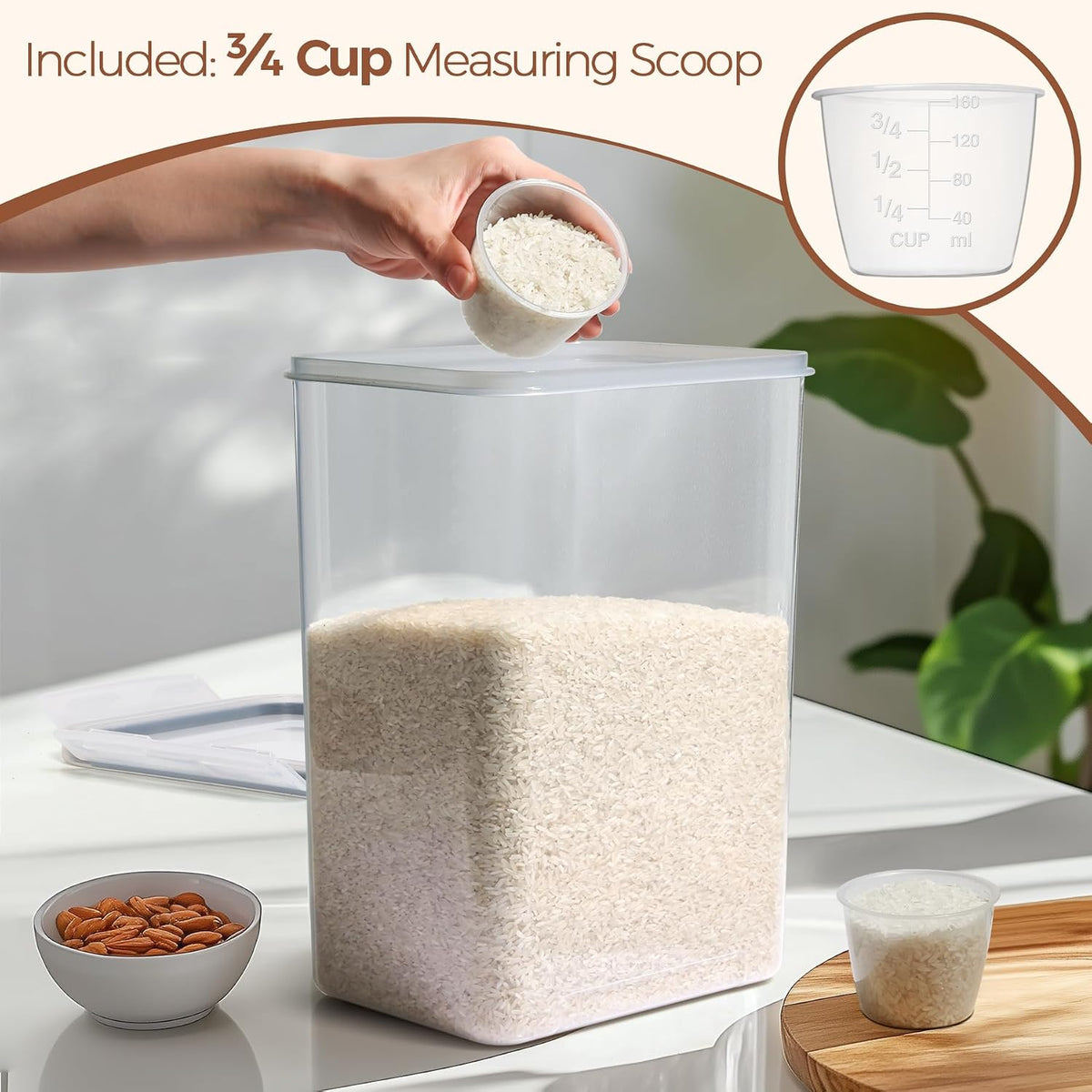 Airtight Rice Storage Container with Lid 10Qt 2Pack, Large Capacity